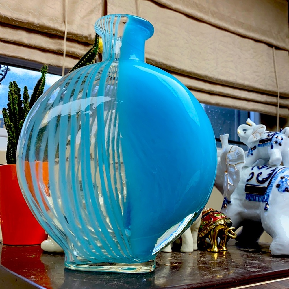 Vintage Murano Style Beautiful Glass Vase Never Used